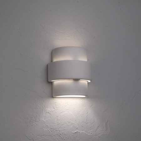 Luxury Lighting Fasciato 9in. High Ceramic Outdoor Wall Light, Paintable White Bisque 120-00 W u/d-7